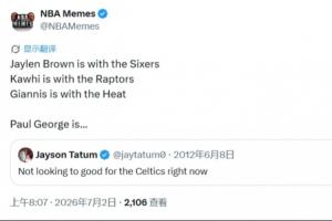 布朗76人與小卡猛龍、字母熱火 美媒挖掘獺兔舊推特:綠軍日子難過啦~